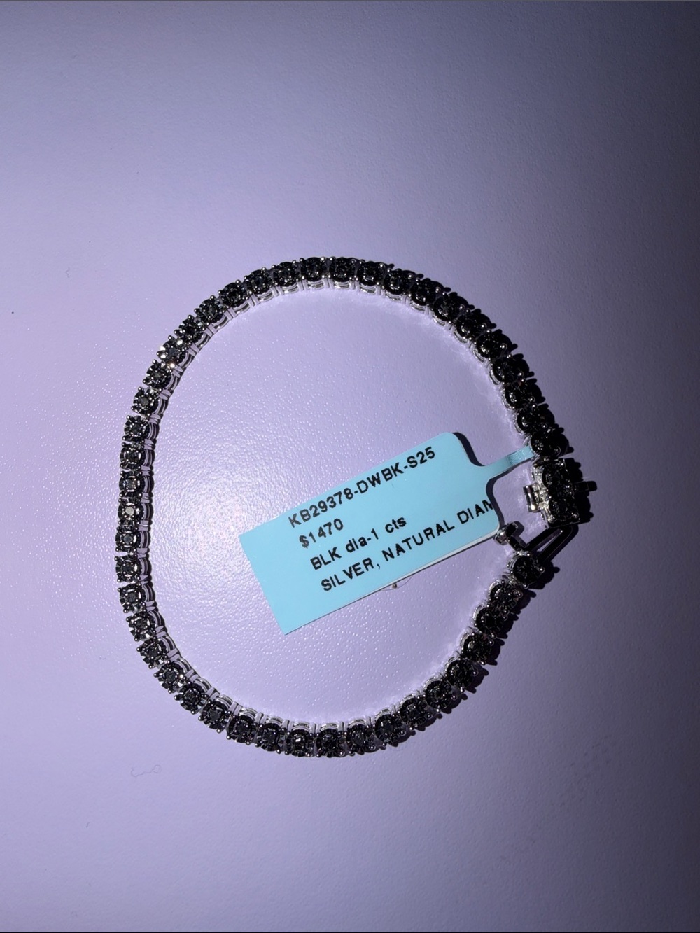 Silver Tennis Bracelet with Natural Black Diamonds